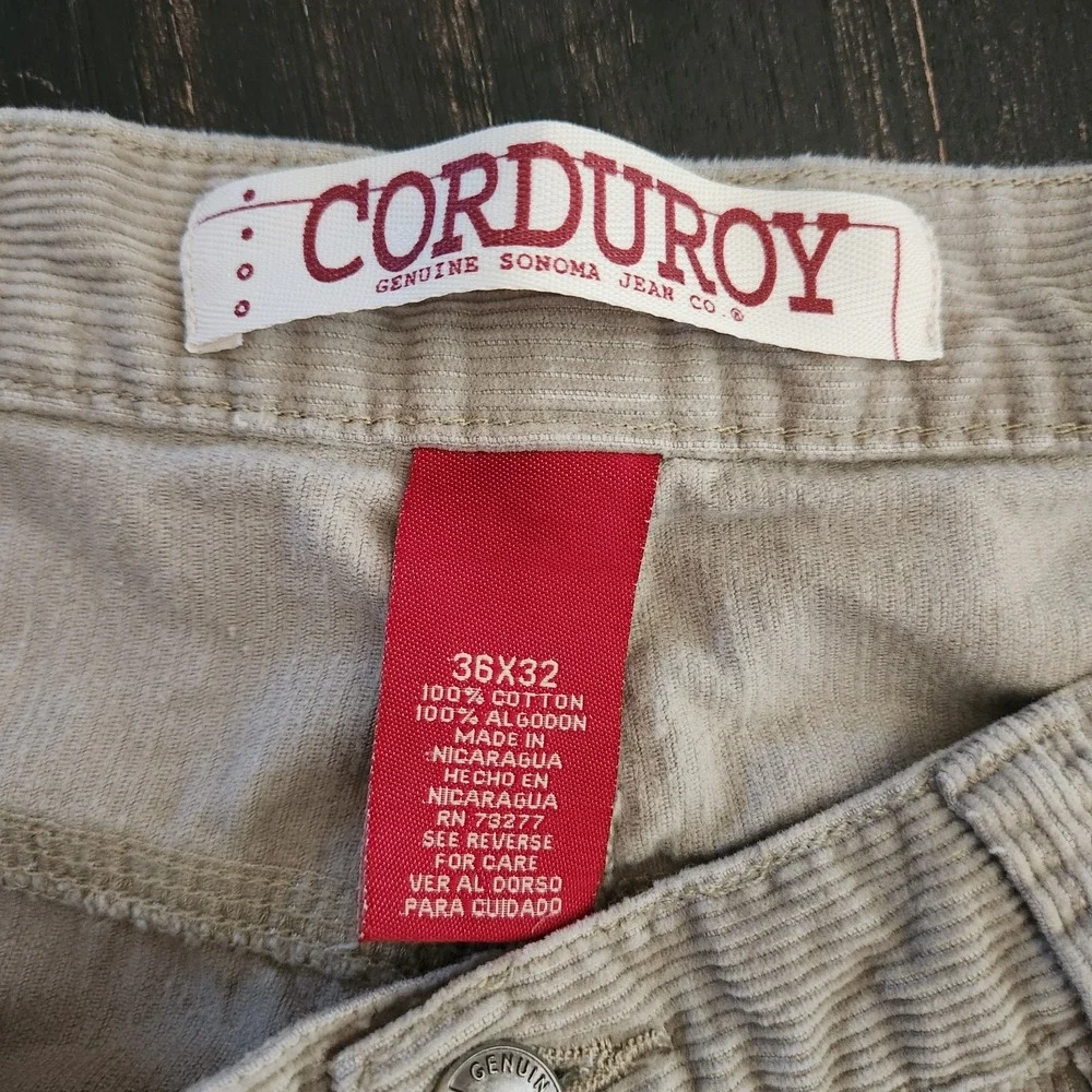Vintage Y2K Corduroy Cargo Pants Men 36x32  Baggy Loose Relaxed Skate Surf Beige